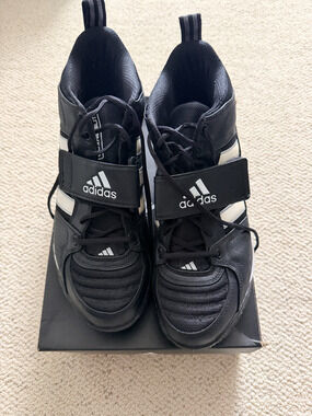 Adidas Corner Blitz Mid Football Cleats Mens Size 12.5 Black White Strap Box